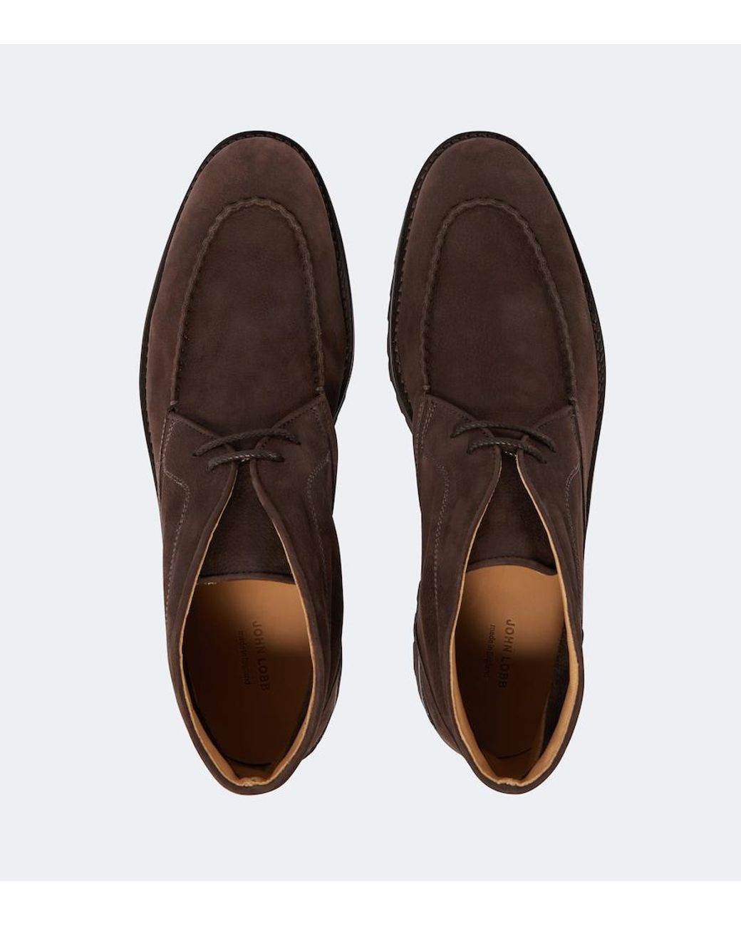 John Lobb Brown Suede Desert Boots for men