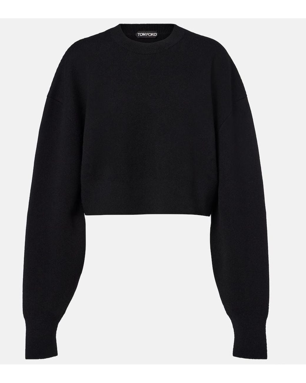 Tom Ford Black Cropped Wool And Cashmere-Blend Sweater