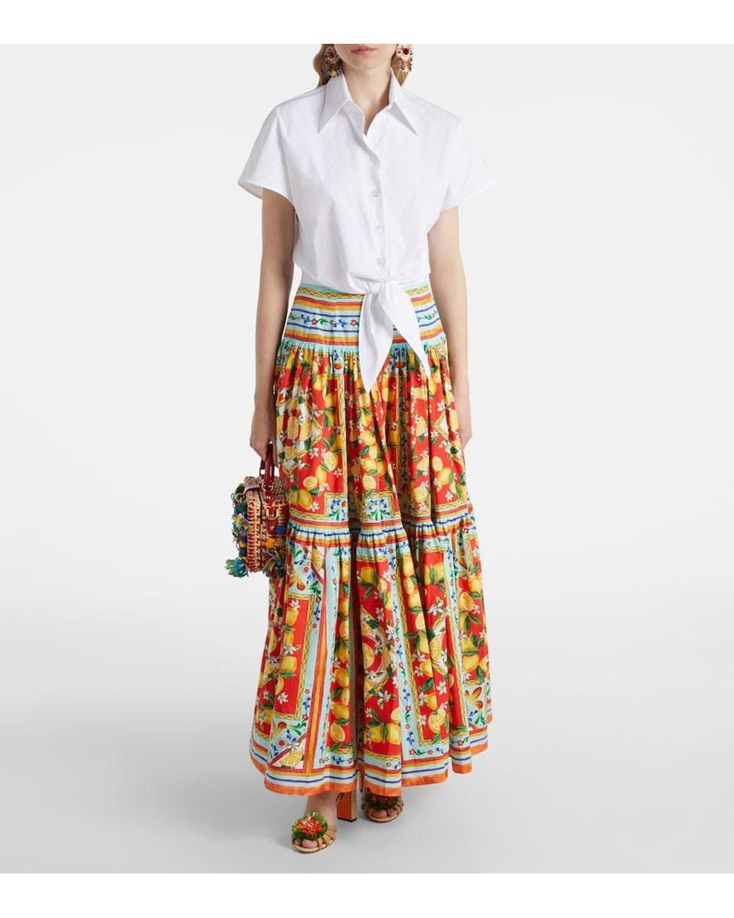 Dolce & Gabbana White Cropped Cotton-Blend Shirt
