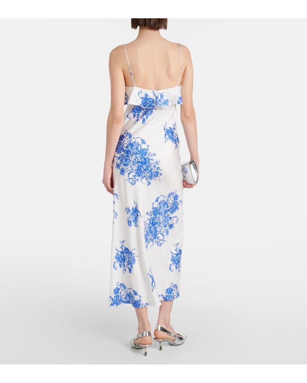 Rodarte Blue Floral Silk Slip Dress