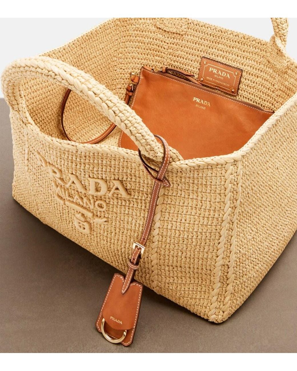 Prada Brown Shopper Large Aus Haekelstrick