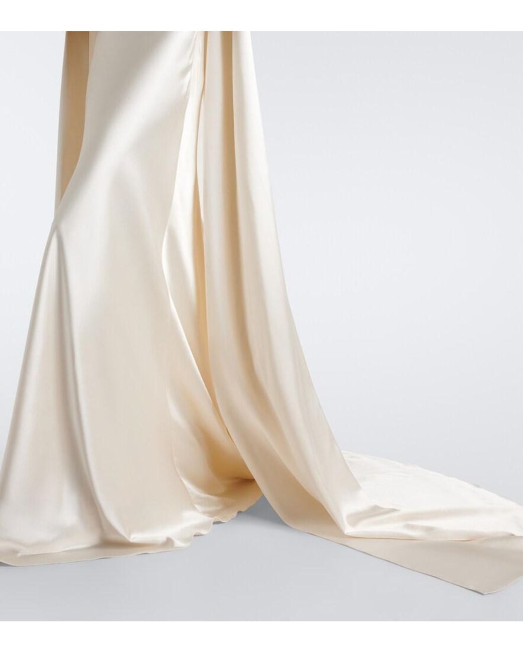 Danielle Frankel White Bridal Aiden Scarf-Detail Silk Satin Gown
