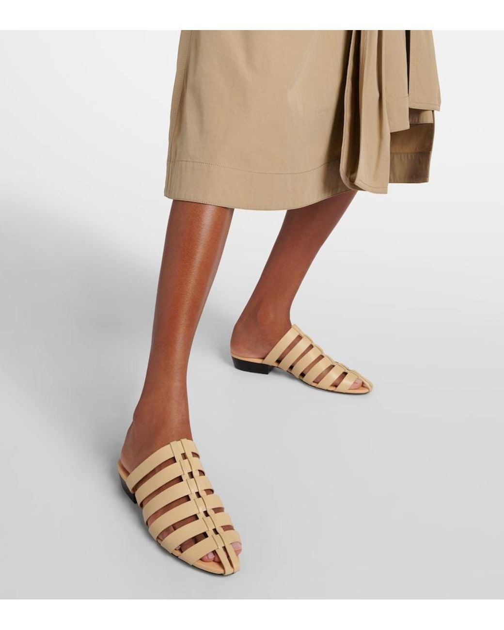 Loro Piana Natural Kaede Leather Mules