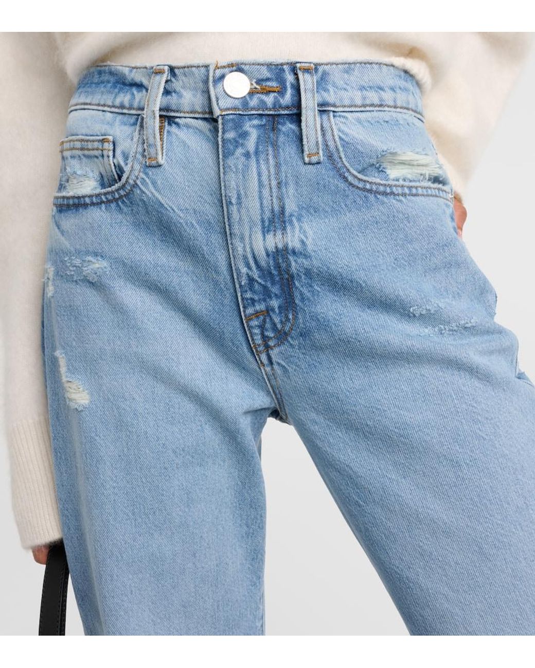 FRAME Blue Le Jane Ankle High-Rise Straight Jeans