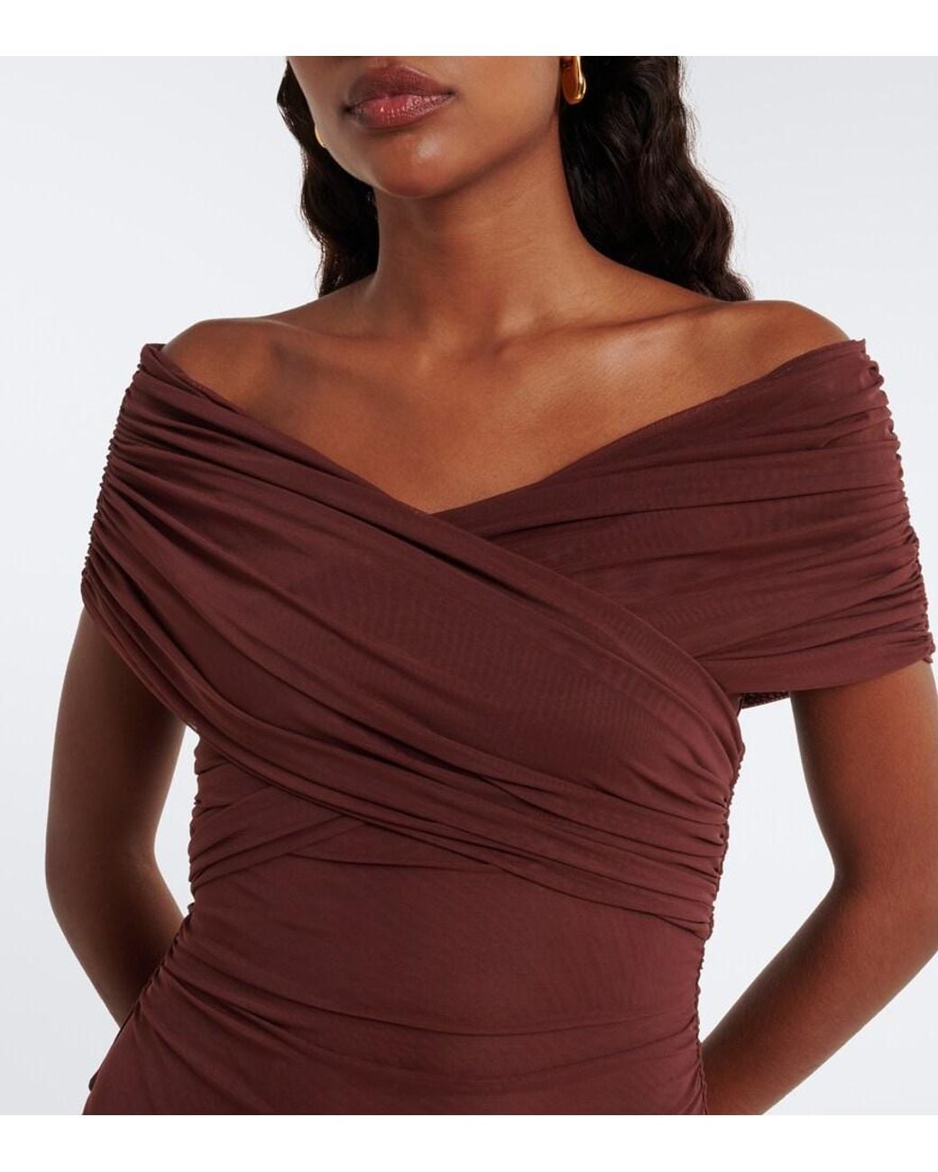 Sir Purple Off-Shoulder Mesh Bodysuit