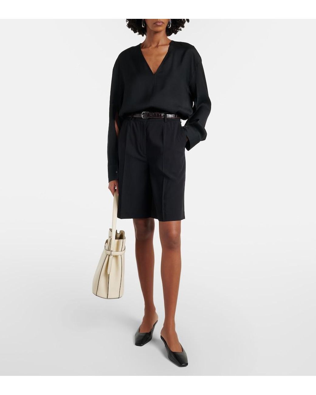 Totême Blue High-Rise Bermuda Shorts