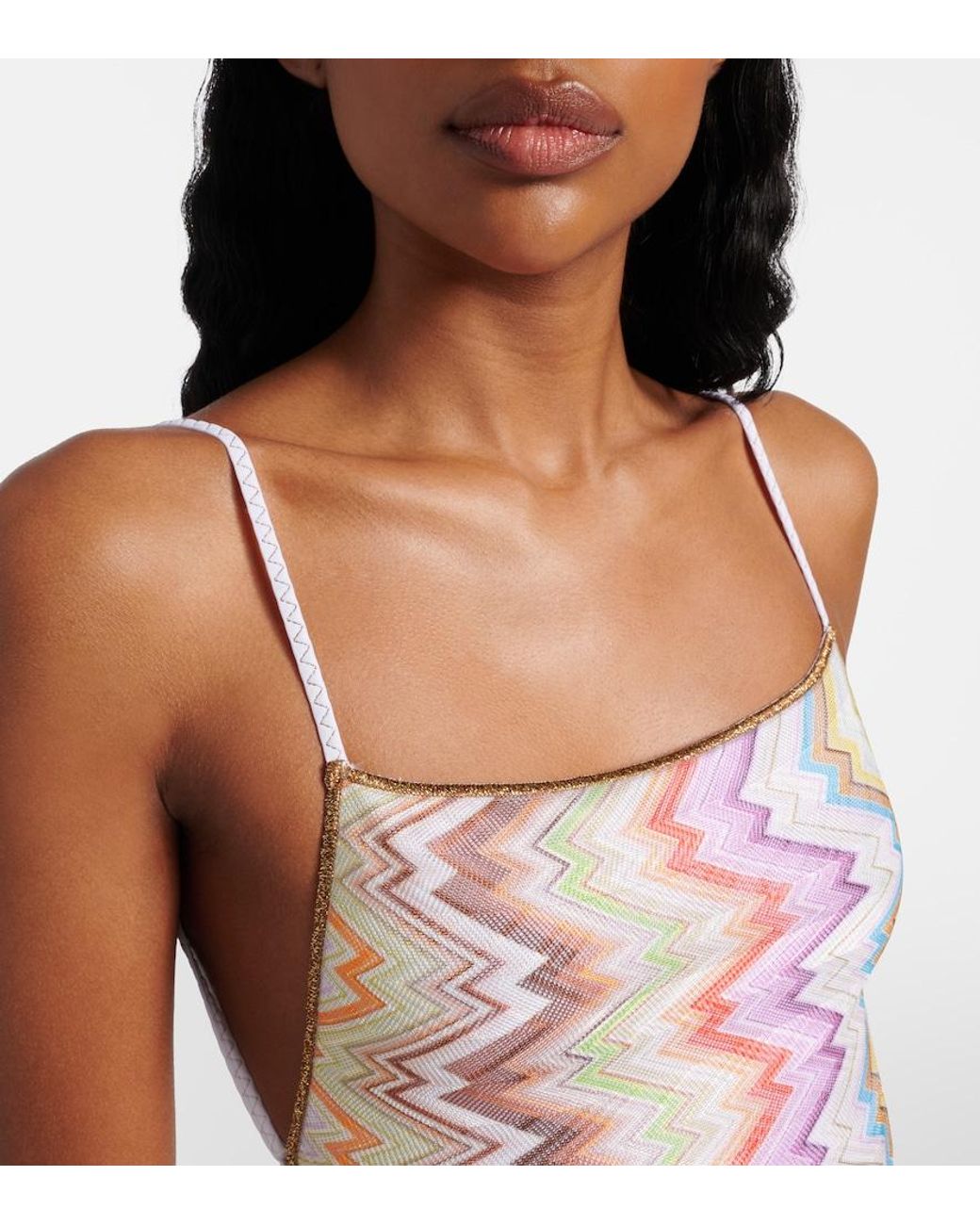 Missoni Pink Zigzag Open-Back Swimsuit