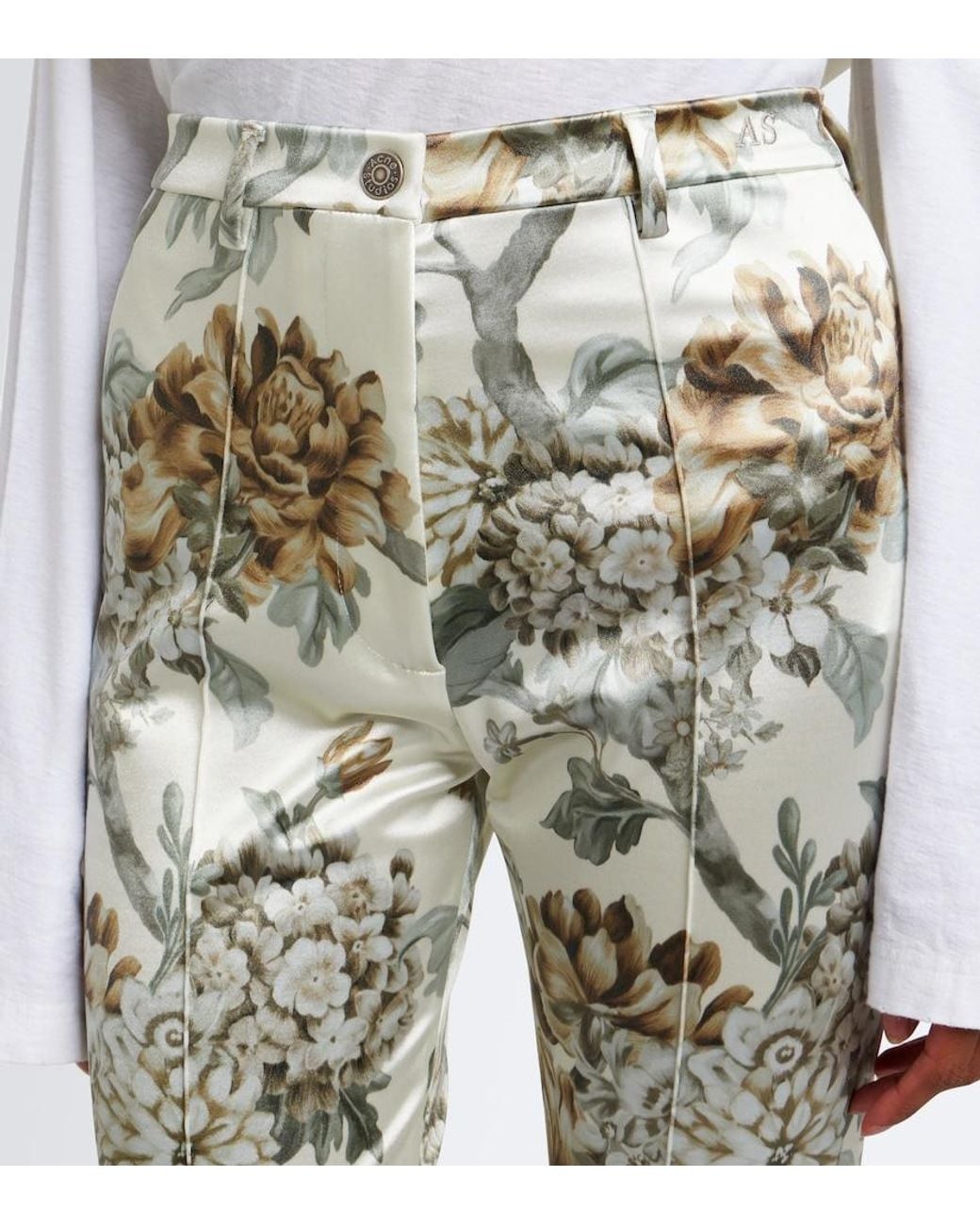 Acne Metallic Floral Jersey Slim Pants