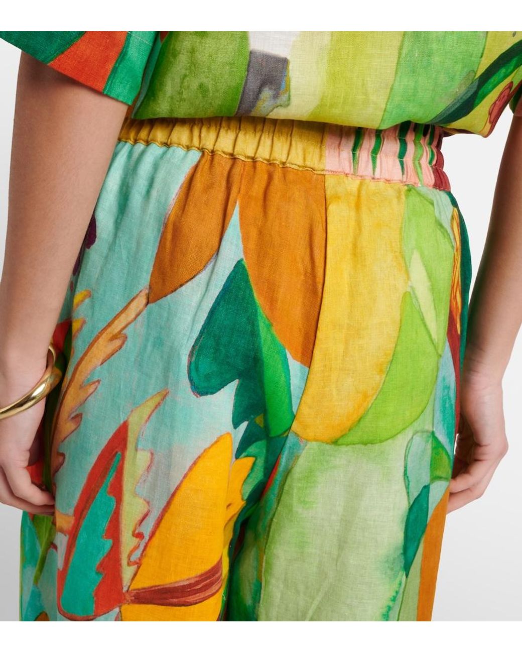 ALÉMAIS Green X Mokshini Linen Wide-Leg Pants