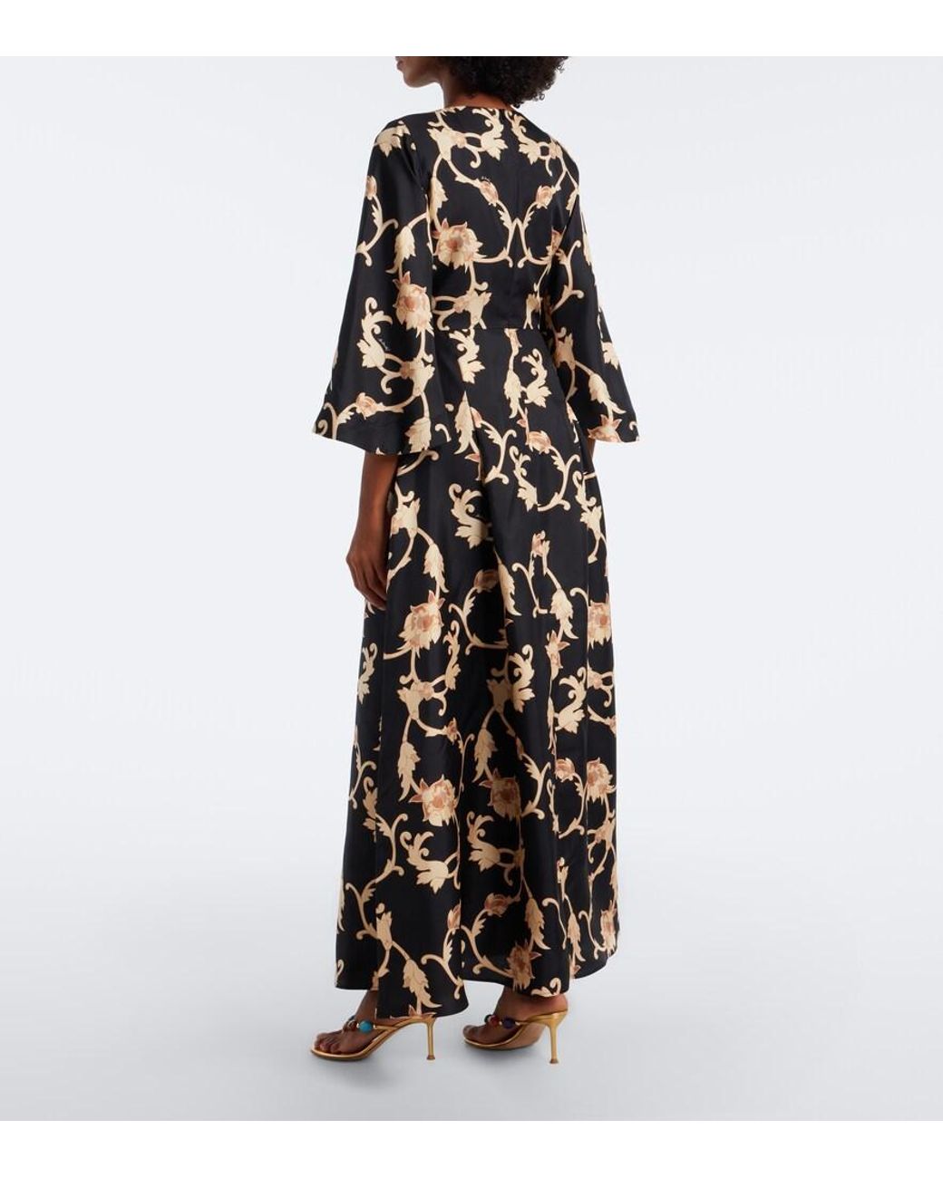 LaDoubleJ Black Belle Printed Silk Twill Kaftan