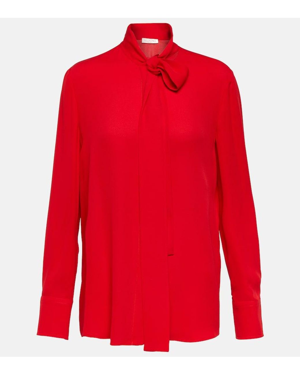 Valentino Red Bow-Detail Silk Blouse