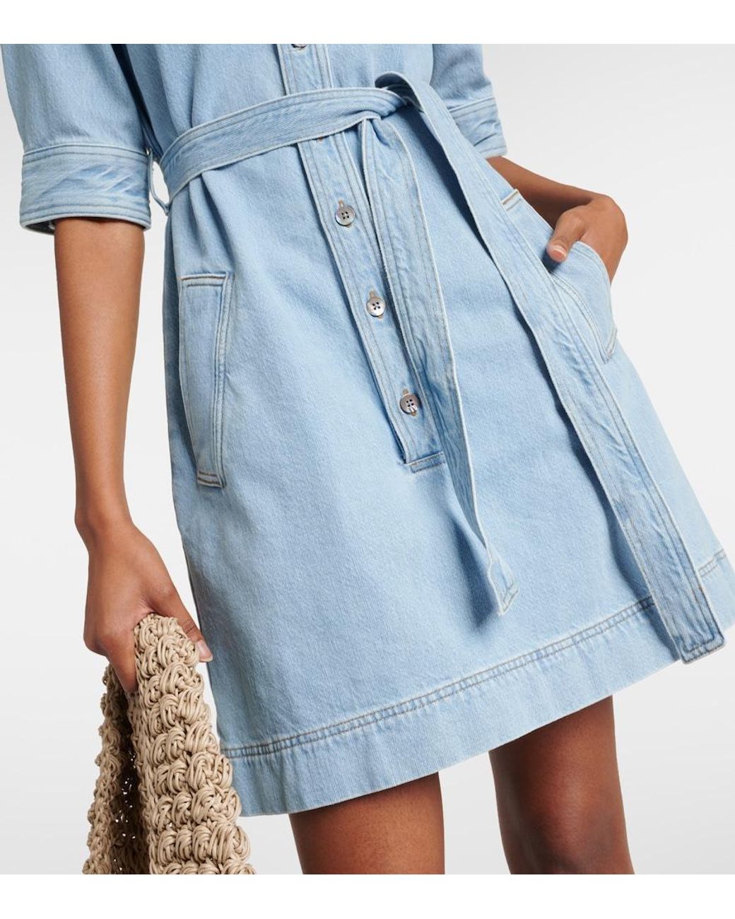 FRAME Blue Denim Shirt Dress