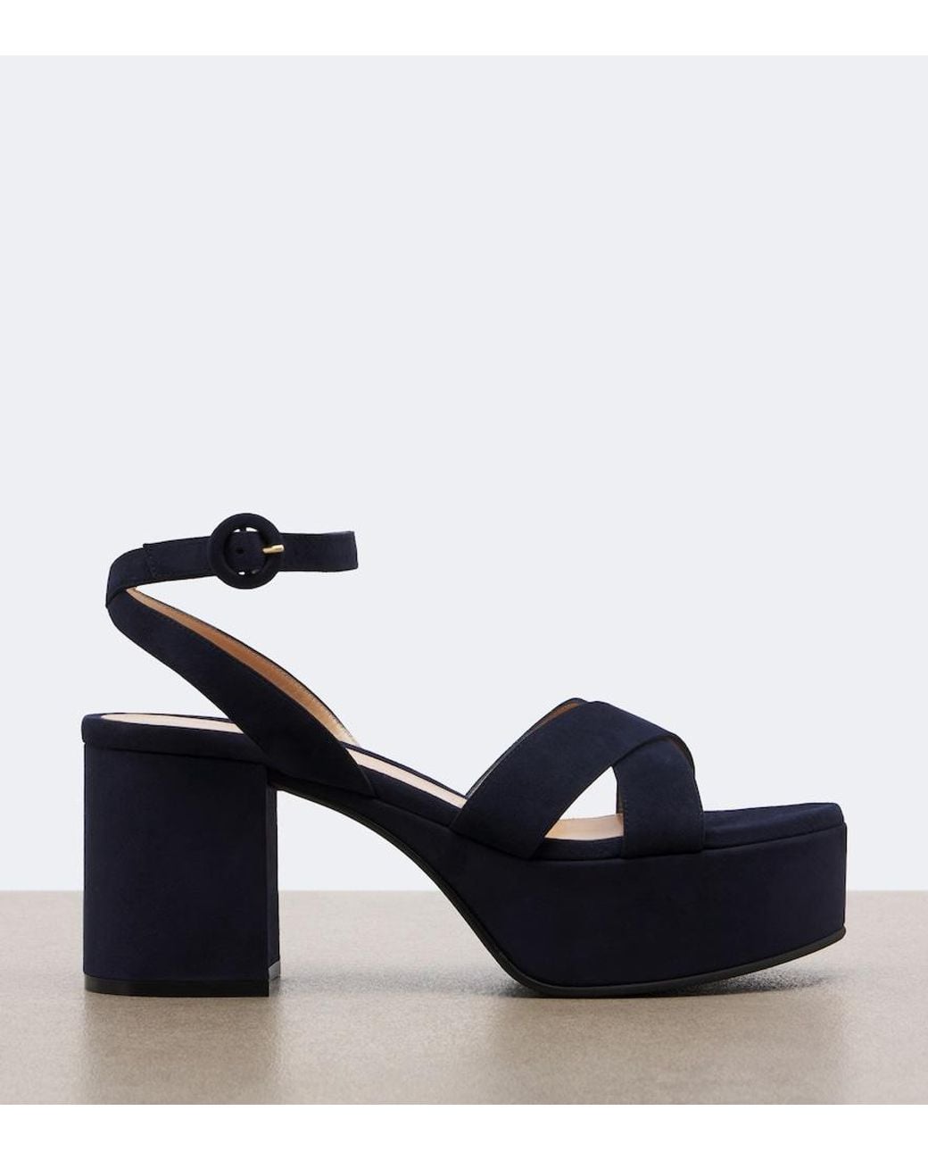 Gianvito Rossi Blue Sabrina Suede Platform Sandals