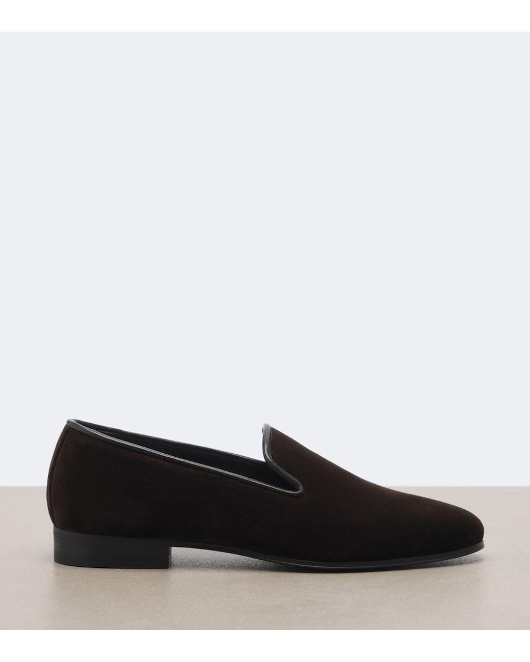 The Row Black Marc Leather-Trimmed Velvet Loafers