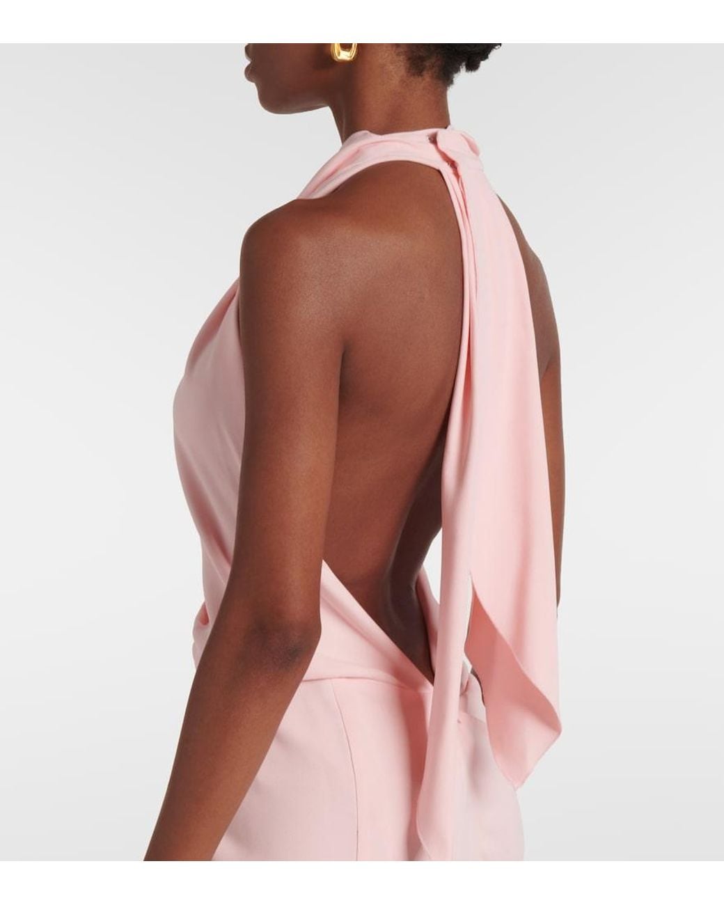 Victoria Beckham Pink Scarf-Detail Open-Back Crepe Dress