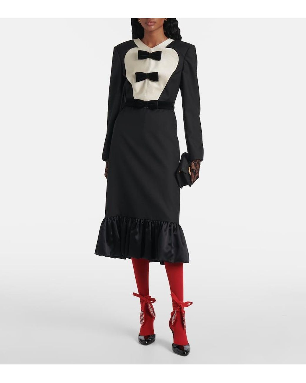 ワンピースその他 Valentino Black midi wool dress with bows Valentino Black midi wool dress with bows | TheDoubleF
