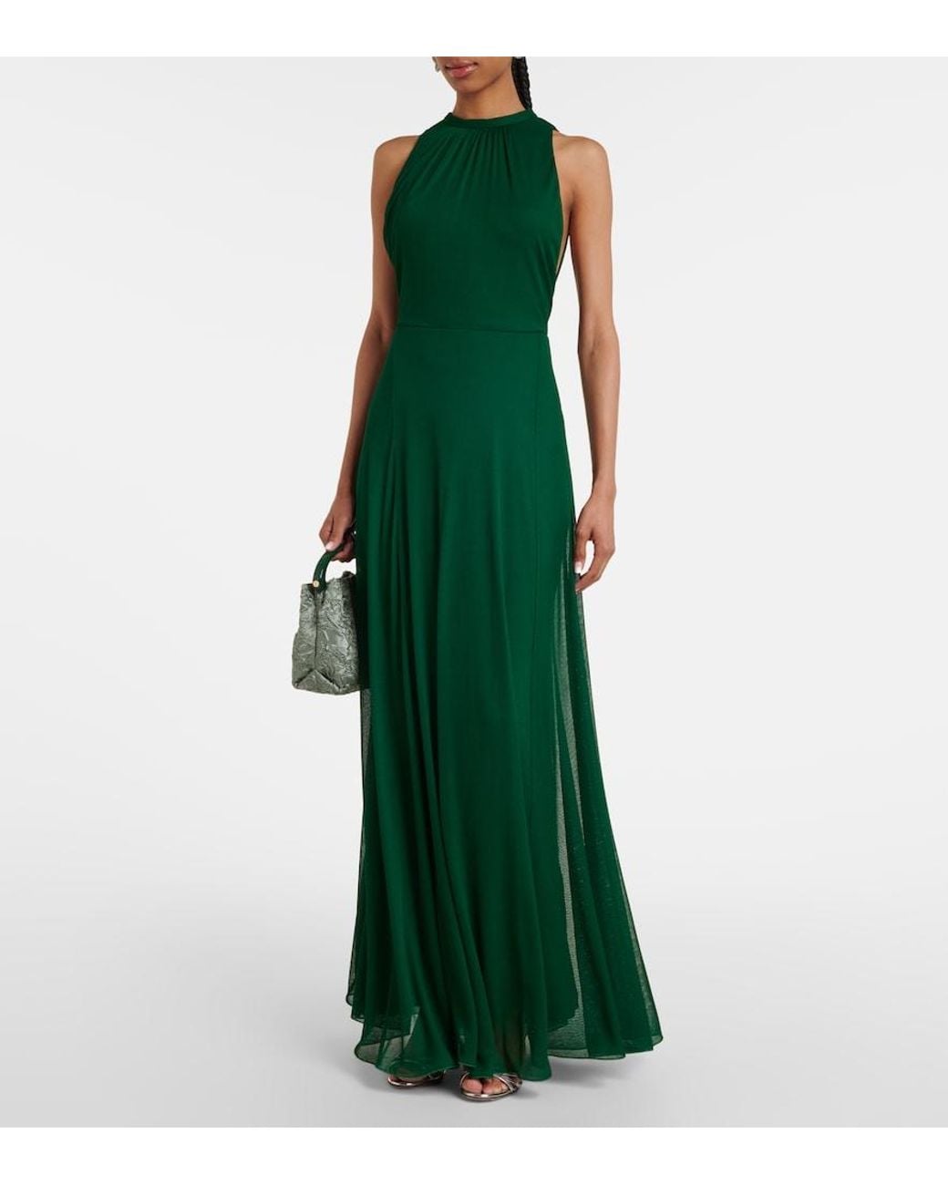 Max Mara Green Carnet Mesh Jersey Maxi Dress