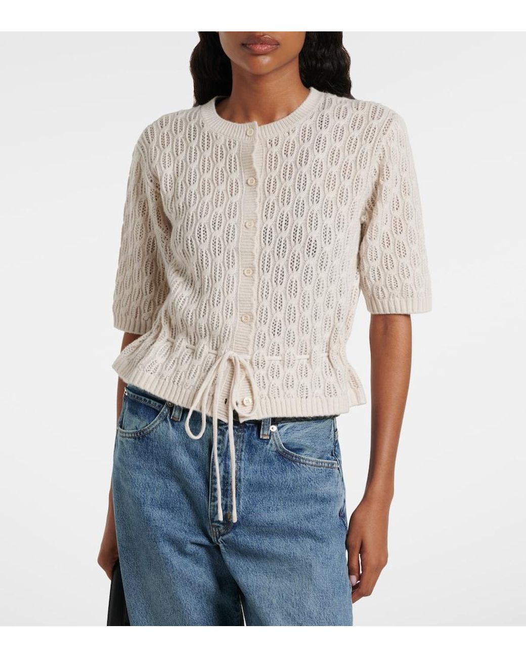 FRAME Natural Clover Wool And Cashmere Cardigan