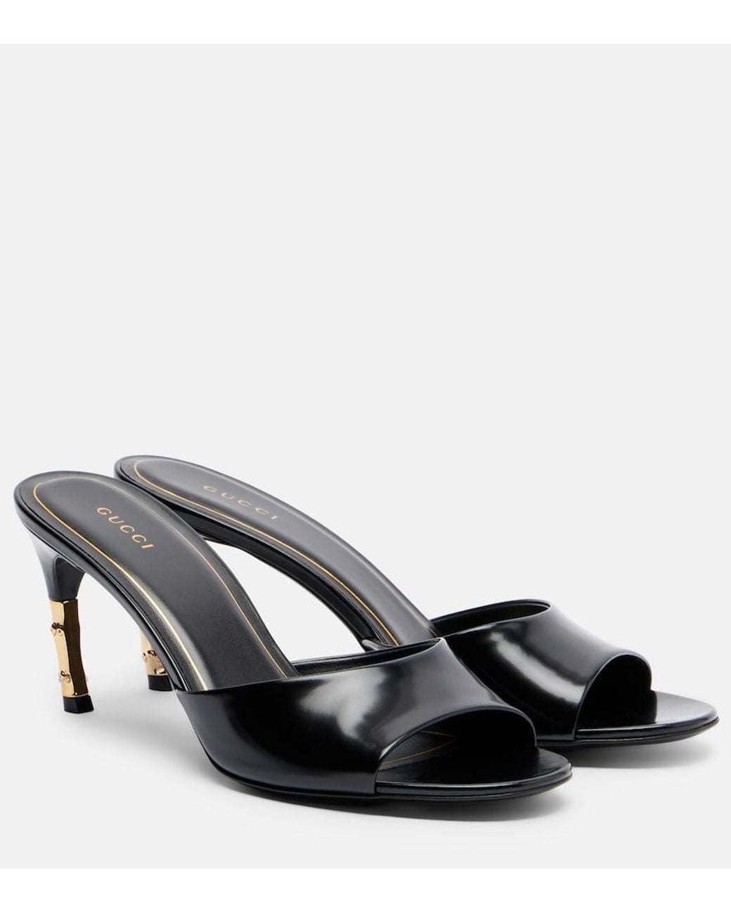 Gucci Black Bamboo Leather Mules