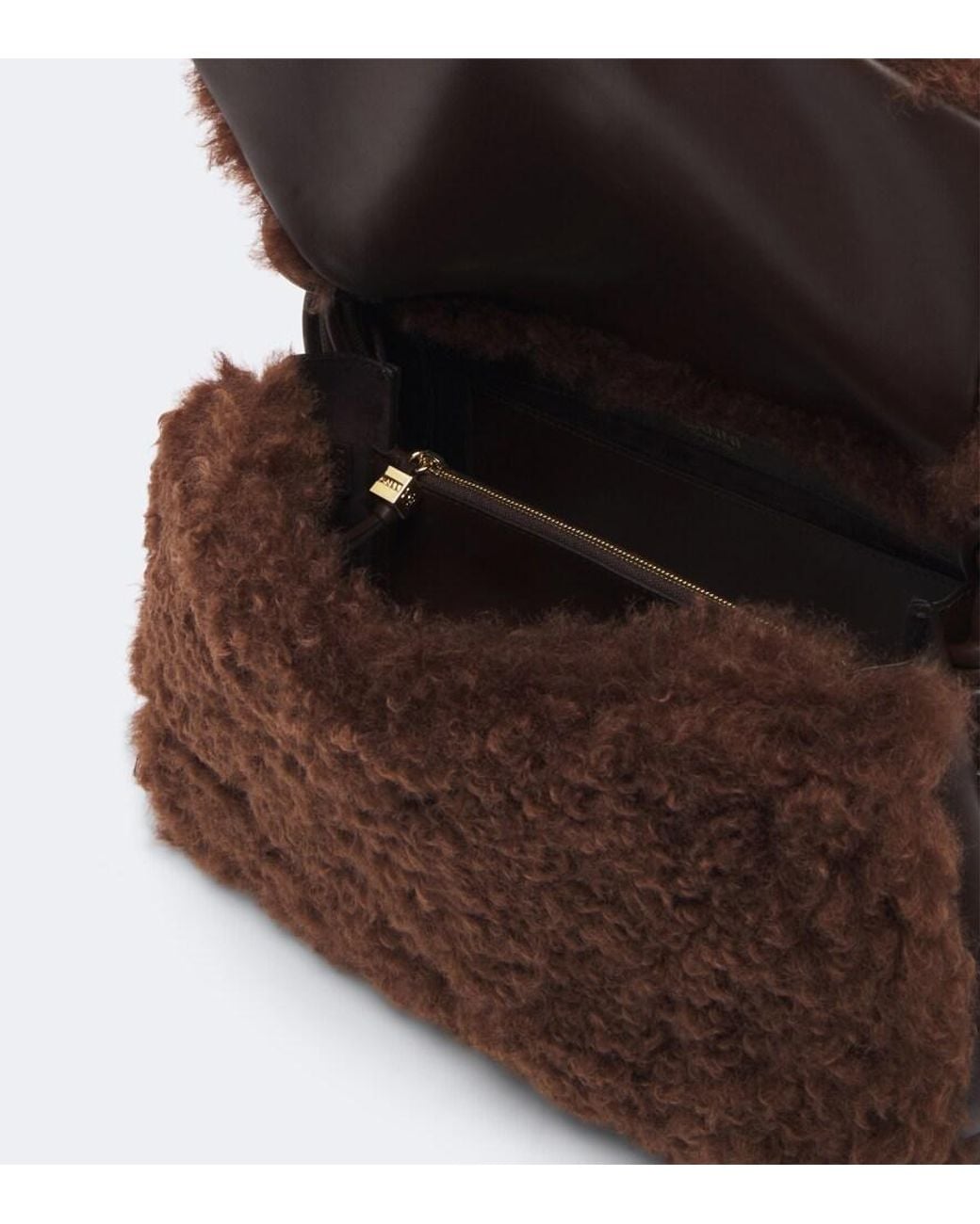 Ganni Brown Very Bou Teddy Top-Handle Bag