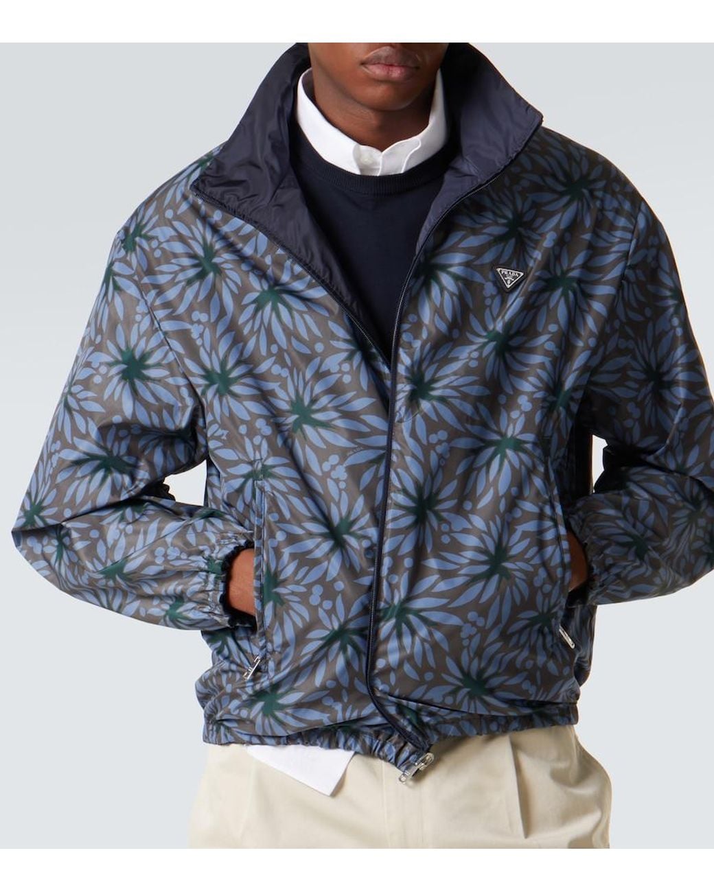 Prada Blue Re-Nylon Reversible Jacket for men