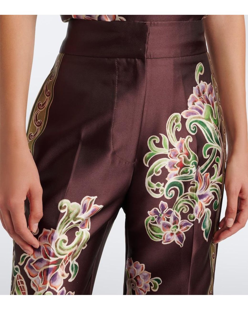 ALÉMAIS Gray Josie Floral Cropped Wide-Leg Pants