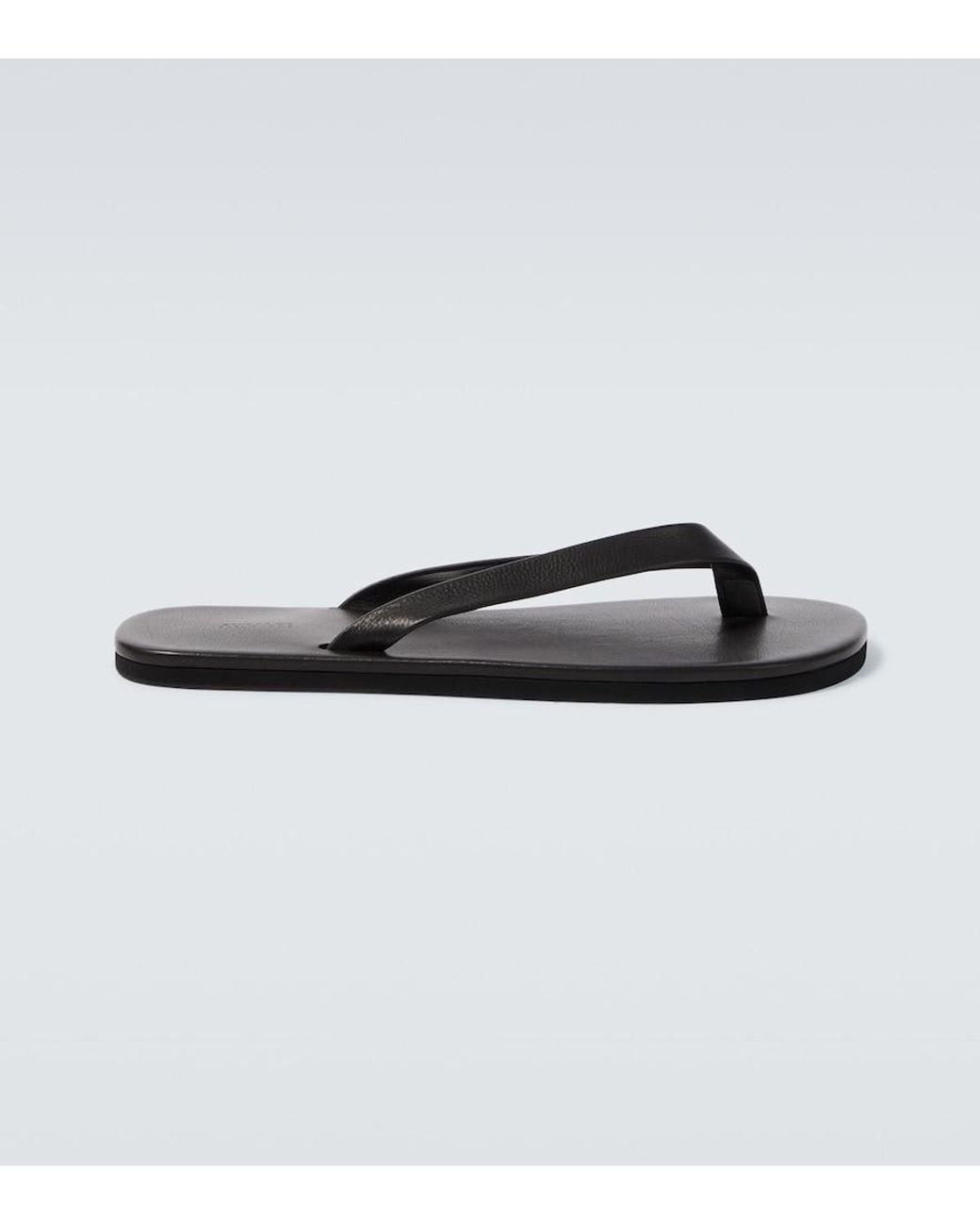 Auralee Black Leather Thong Sandals for men