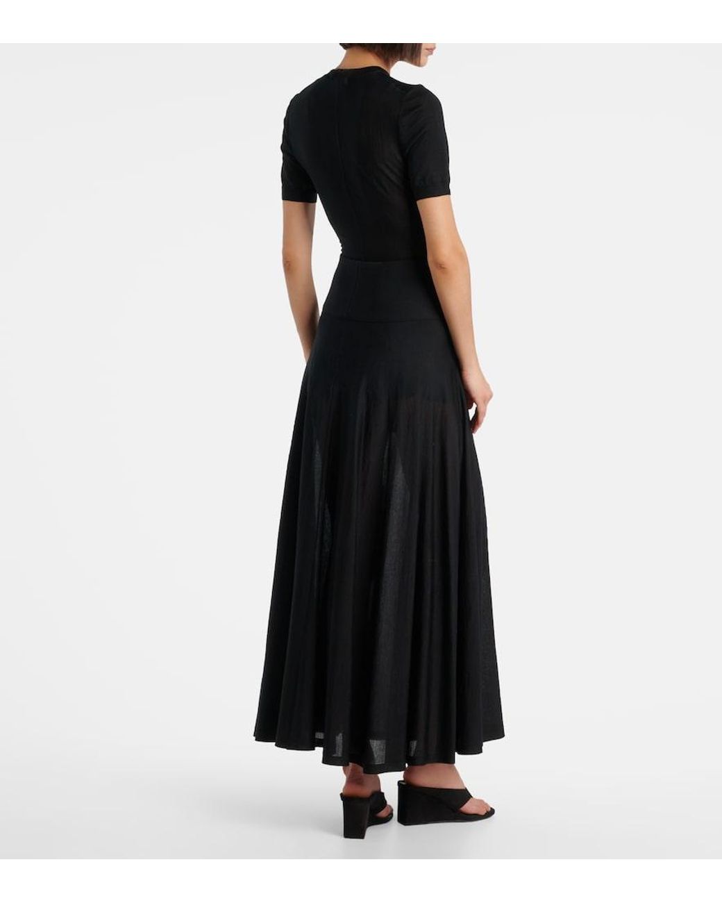 Alaïa Black Virgin Wool Maxi Skirt