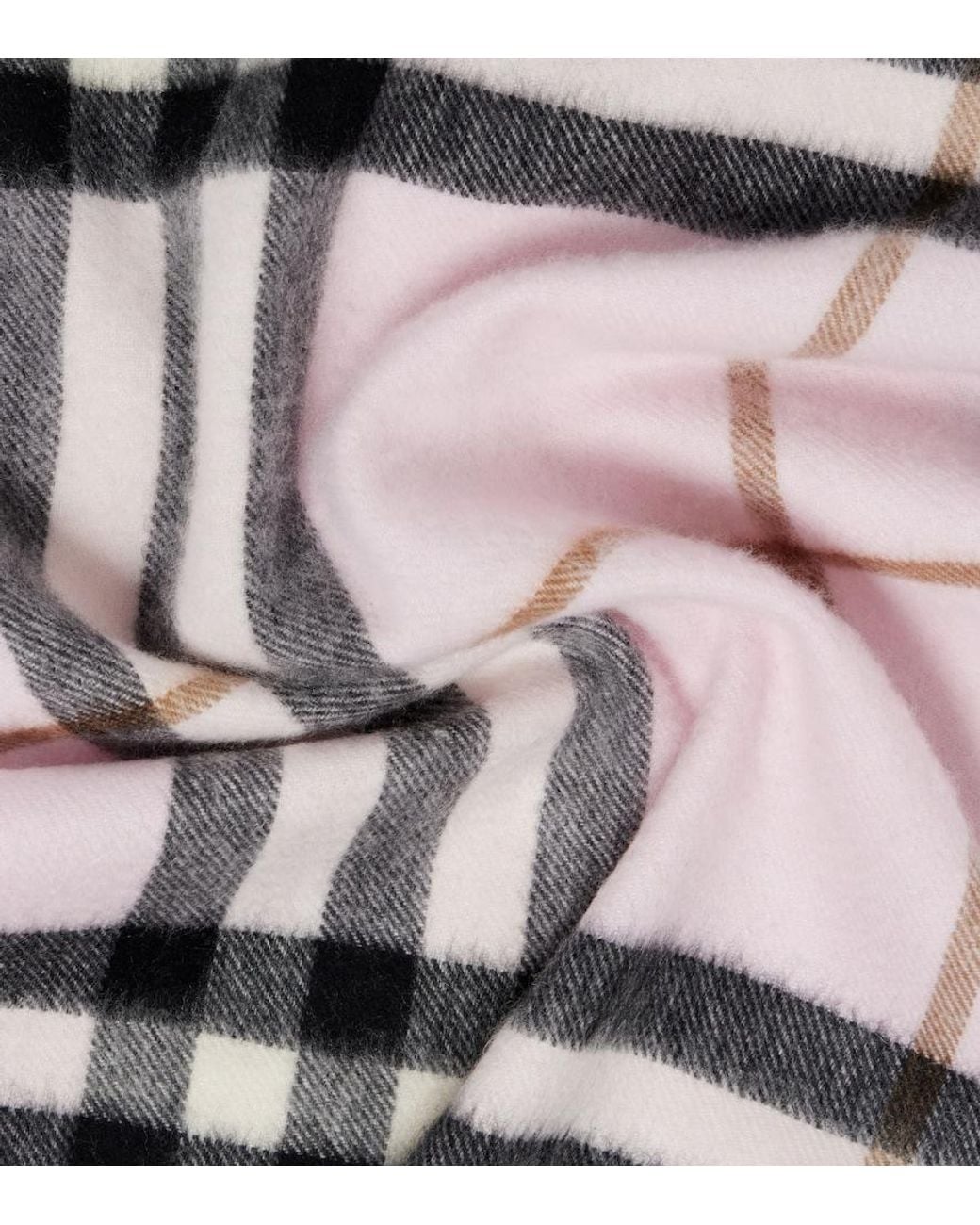 Burberry White Check Cashmere Scarf