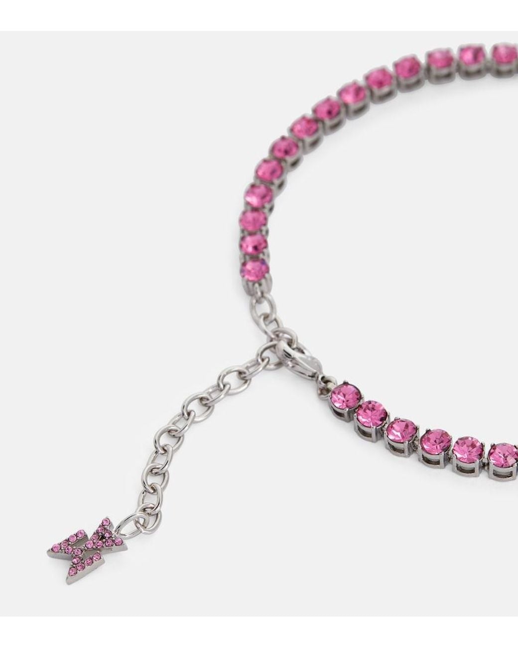 AMINA MUADDI Red Tennis Crystal-Embellished Anklet