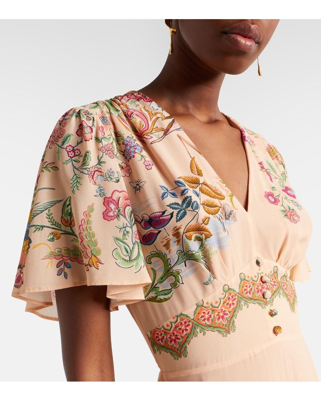 Etro Natural Printed Midi Dress