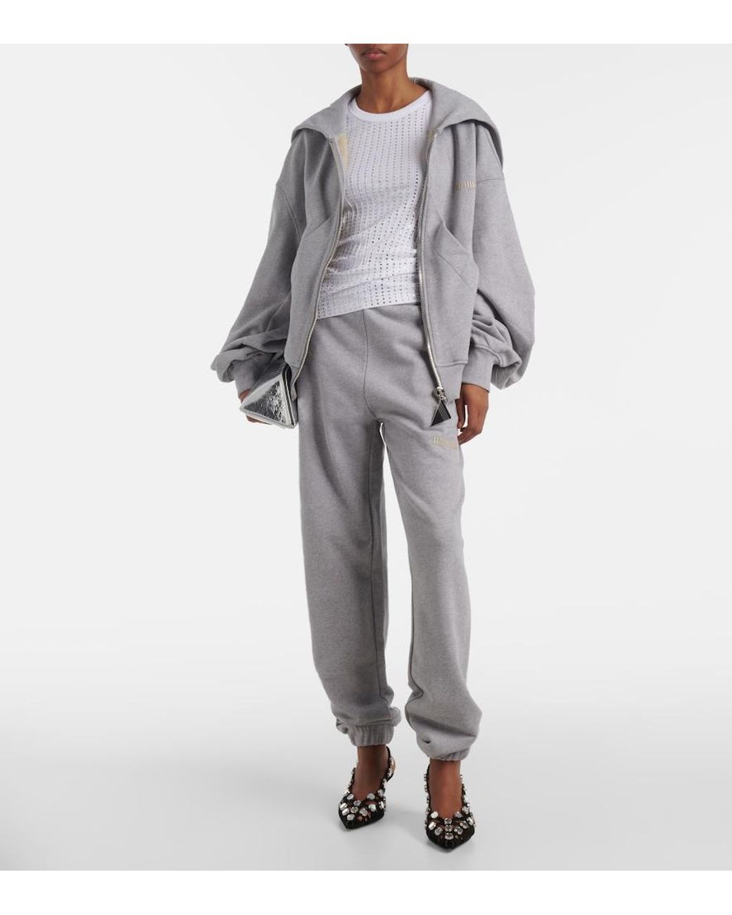 The Attico Gray Fern Cotton Sweatpants