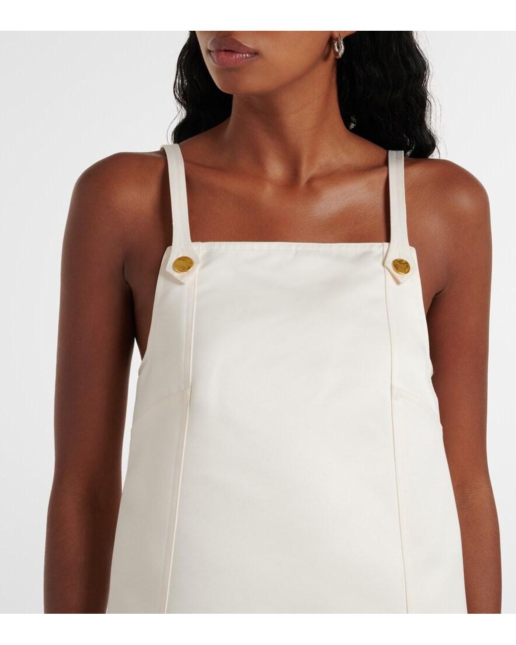 Ganni White Duchess Satin Minidress