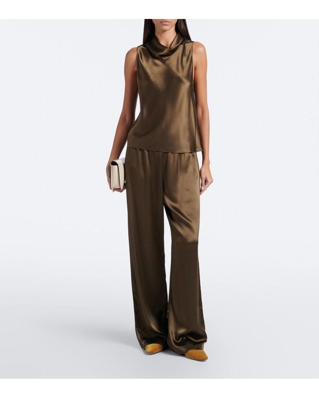 Leset Green Barb Satin Top