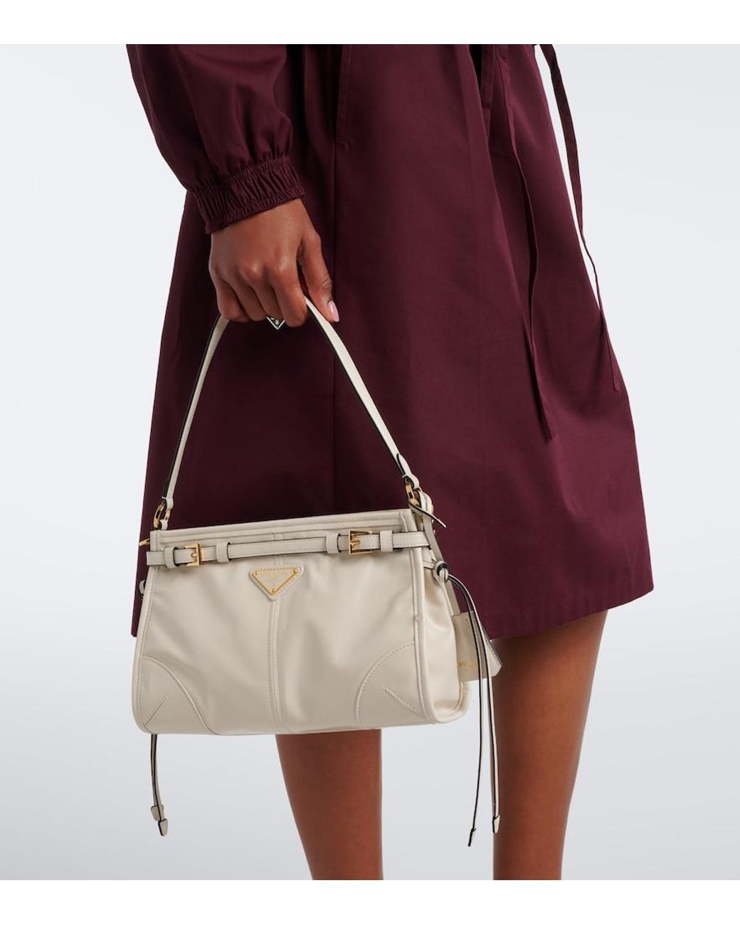 Prada White Bonnie Small Leather Shoulder Bag