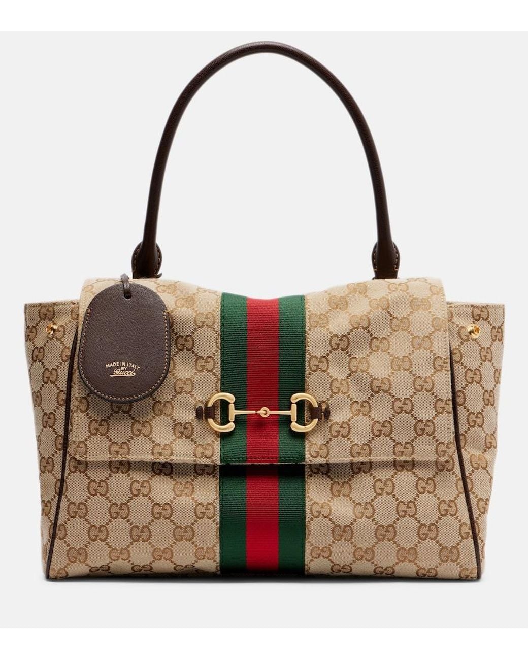 Gucci Brown Paparazzo Gg Canvas Medium Top-Handle Bag