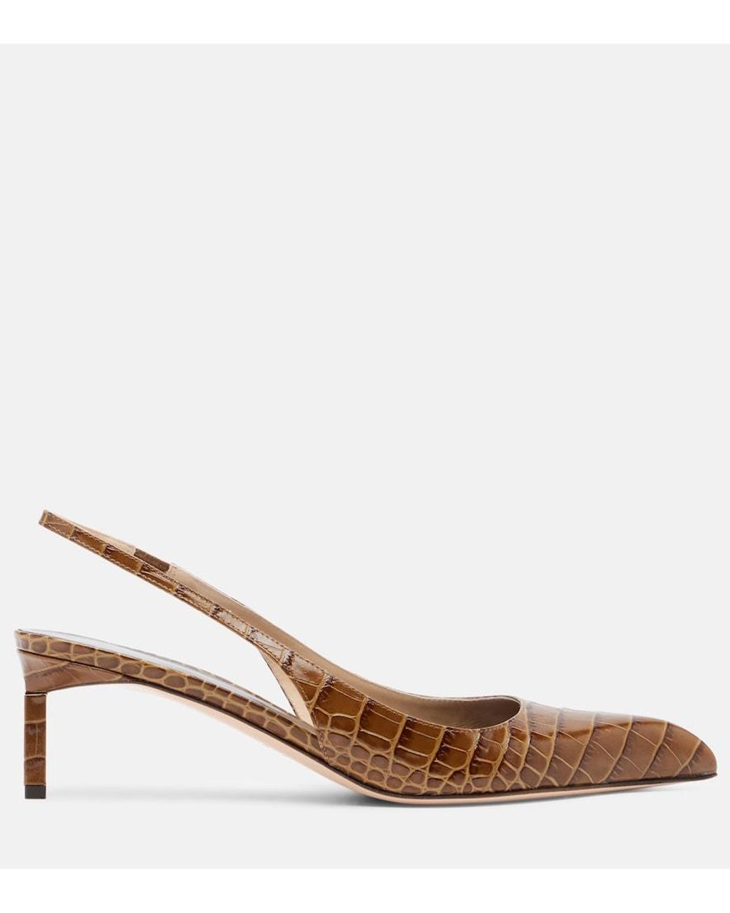Tom Ford Brown Croc-Effect Slingback Pumps