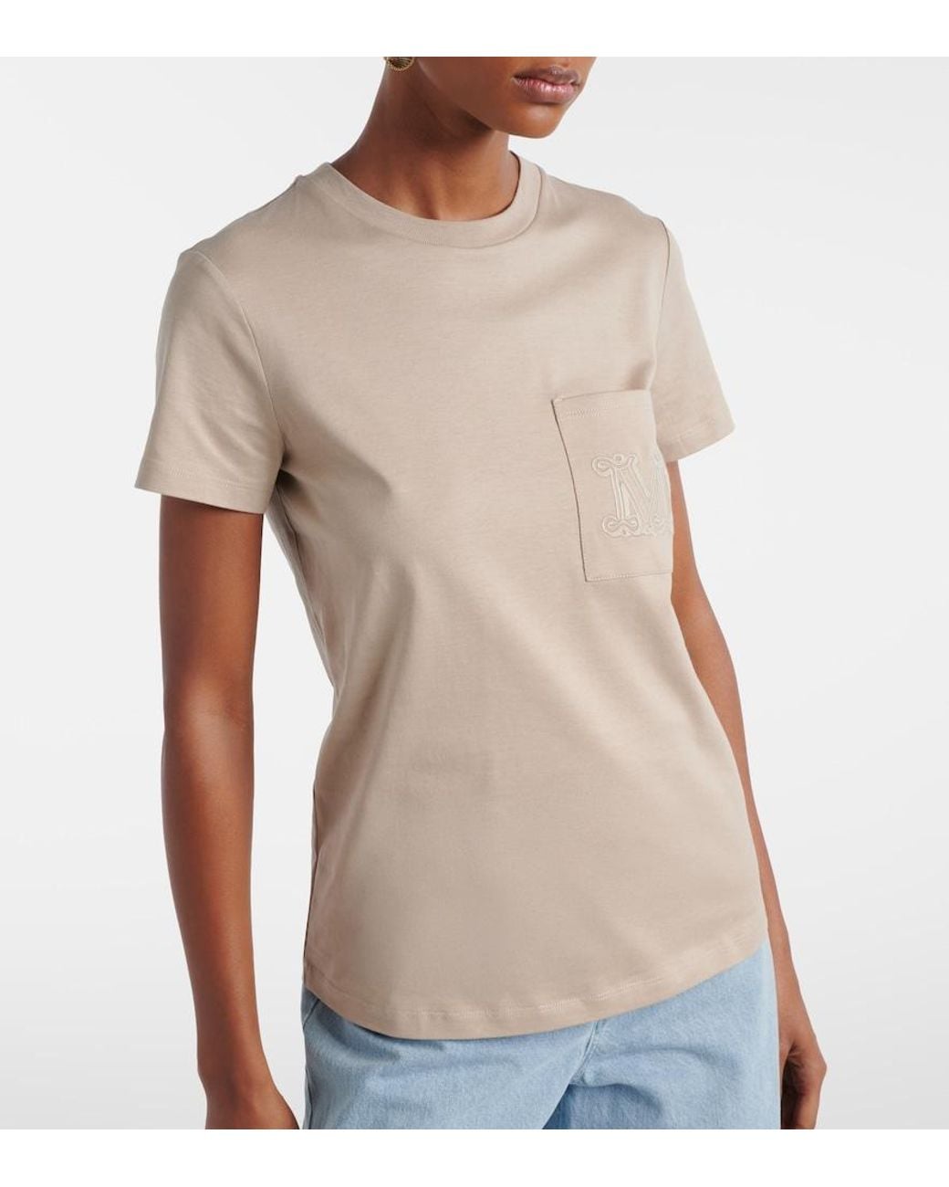 Max Mara Natural Embroidered Cotton Top