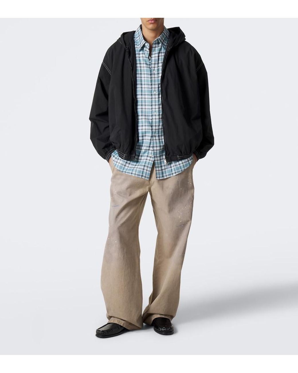 Acne Black Logo Hooded Cotton Poplin Jacket for men