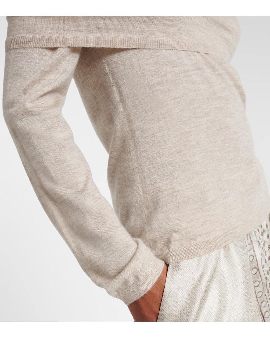 Max Mara White Faretra Off-Shoulder Cashmere Sweater