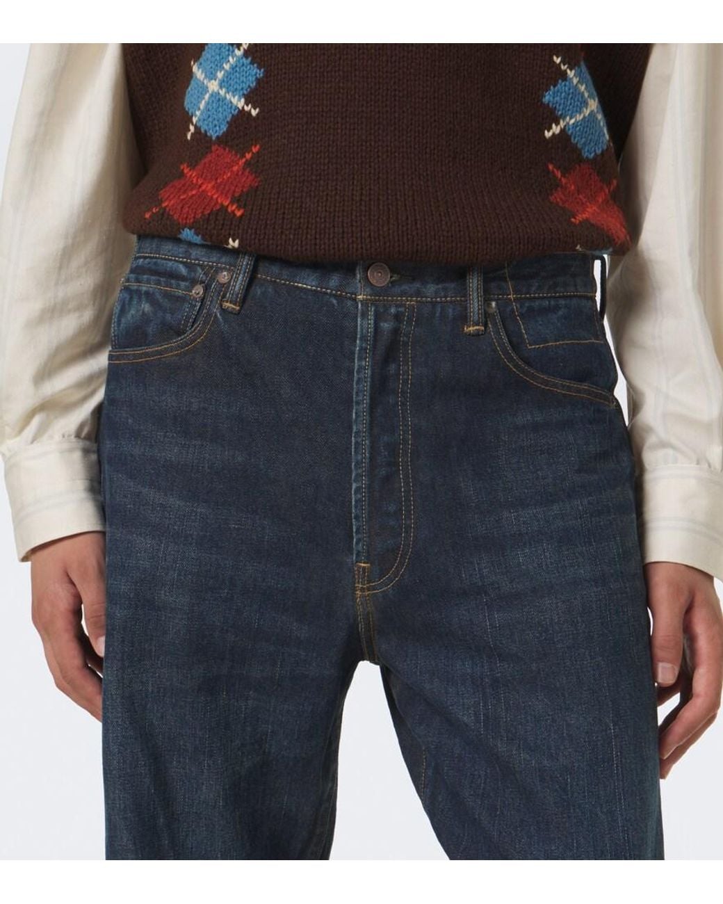 Visvim Blue Social Sculpture 01 Faded Wide-Leg Jeans for men