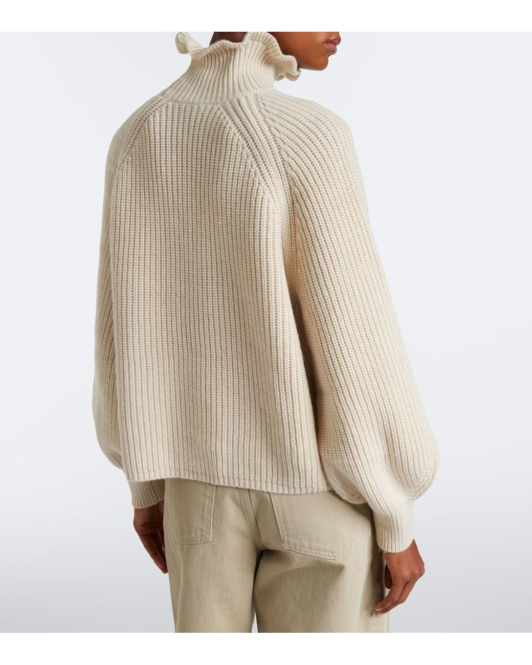 Max Mara Natural Ribbed-Knit Wool And Cashmere Sweater