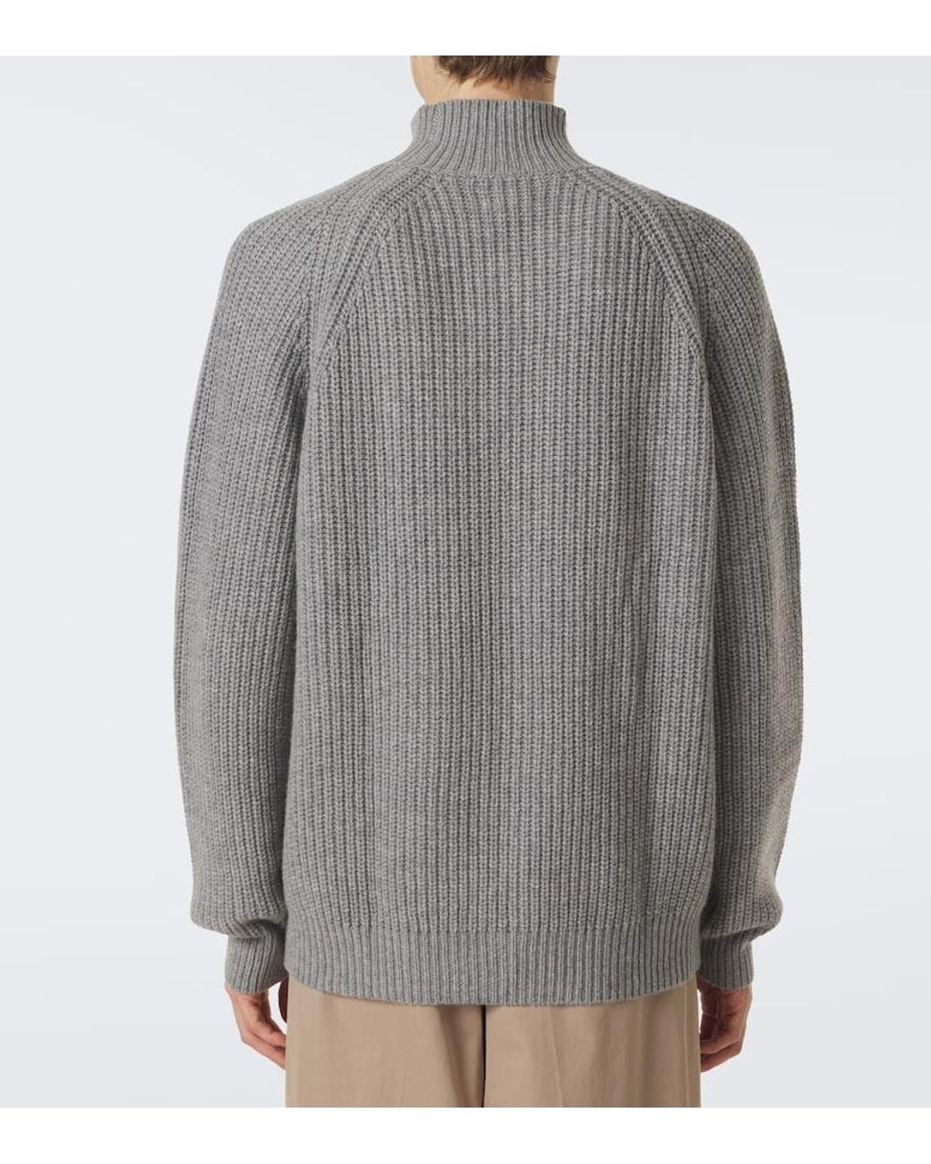 Allude Gray Wool And Cashmere Turtleneck Sweater for men
