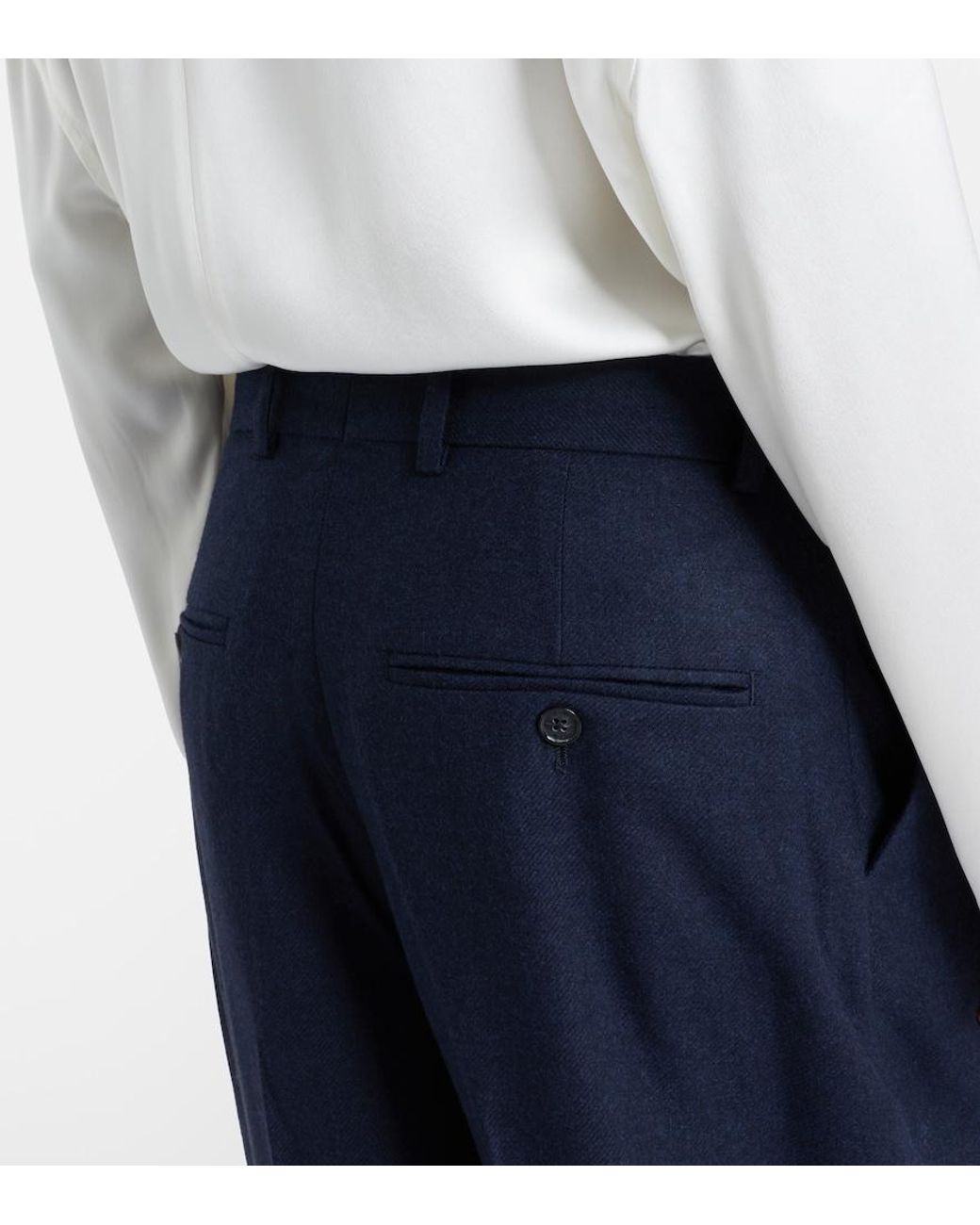 Totême  Blue Flannel Wide-Leg Pants