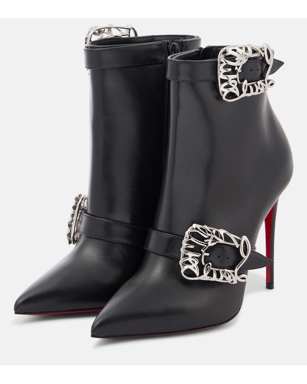 Christian Louboutin Black Giddylina 100 Leather Ankle Boots