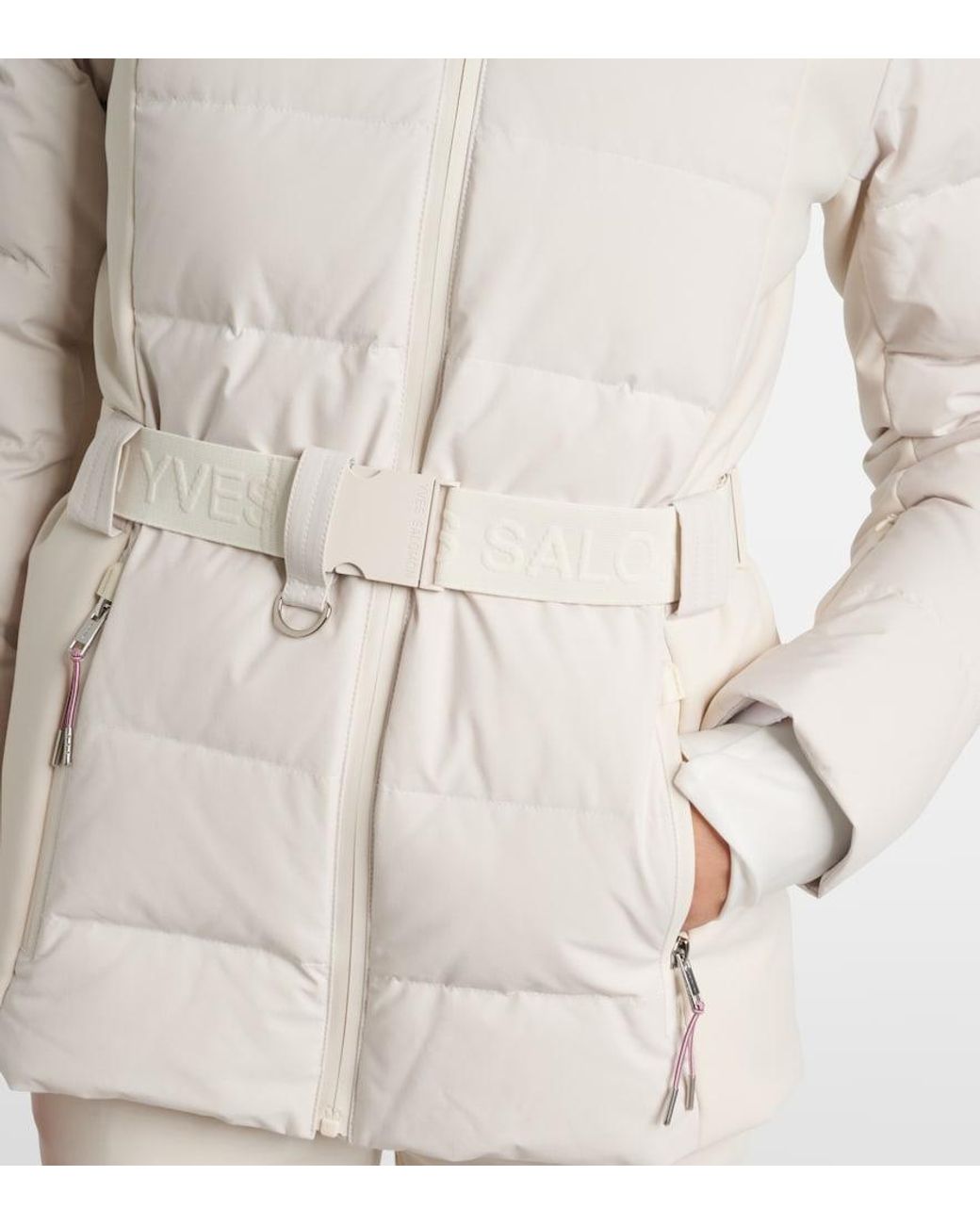 Yves Salomon White Doudoune 58Cm Down Jacket
