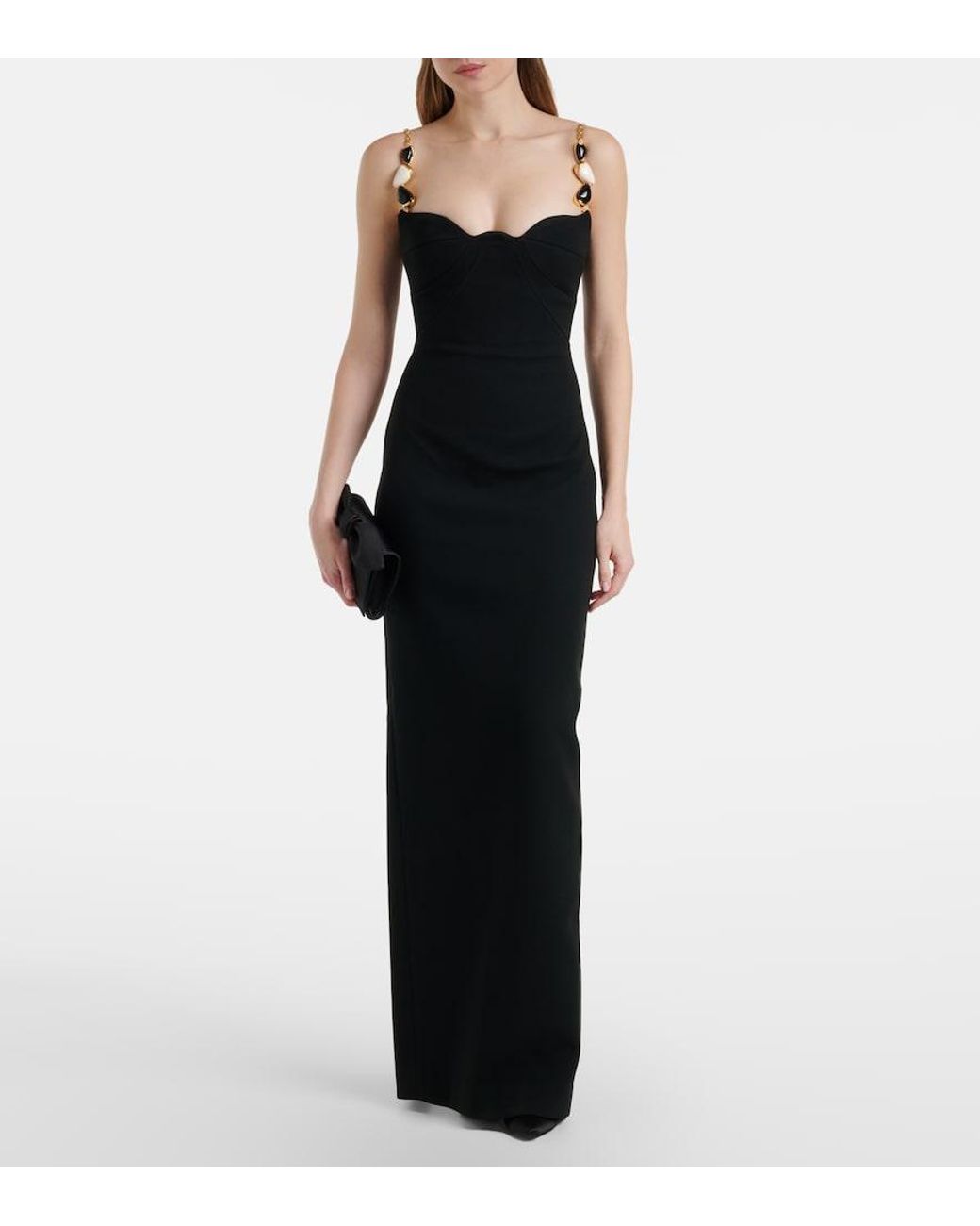 Rachel Gilbert Black Riccardo Embellished Gown