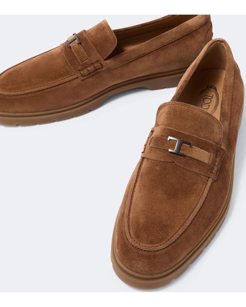 Tod's Brown Suede Penny Loafers for men