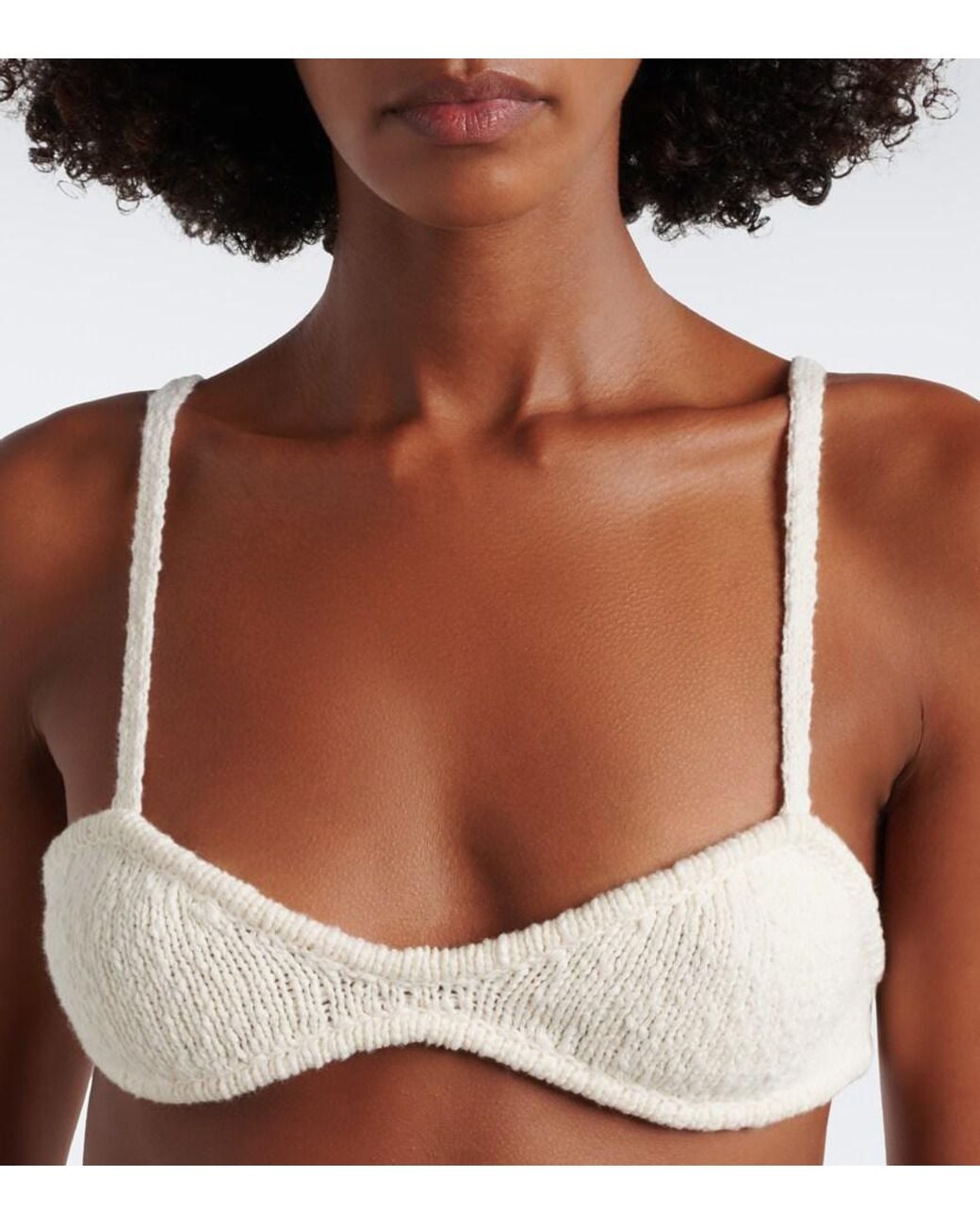AYA MUSE White Kena Knitted Cotton Bra Top
