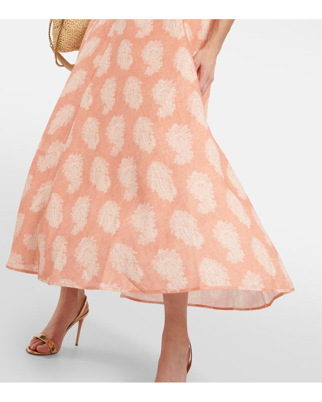 Zimmermann Orange Printed Midi Dress